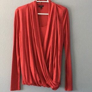 Talbots long-sleeve top drape front coral knit size small VGUC
